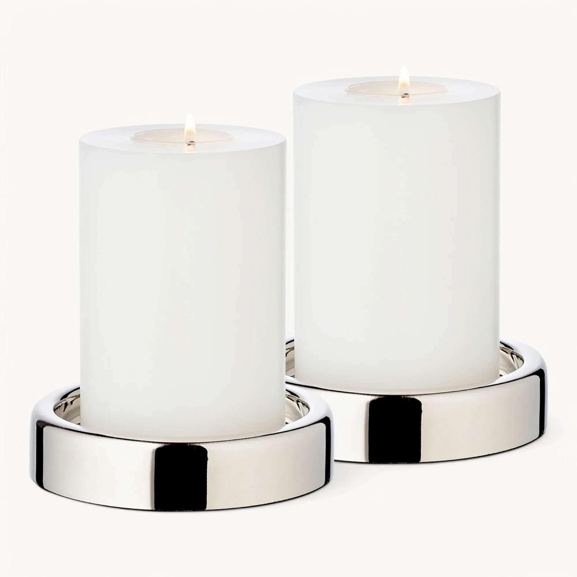 2er-Set Kerzenständer Sanremo (ø 10 cm), vernickelt, für Stumpenkerzen ø 8 cm