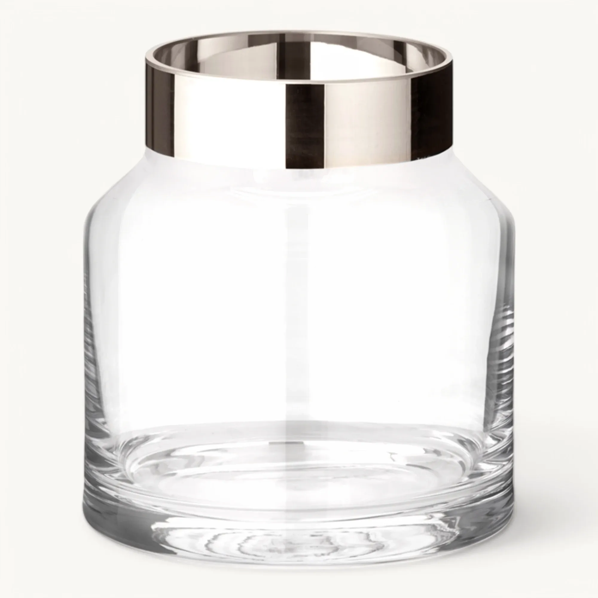 Vase Gabi (Höhe 19 cm, Ø 17 cm), mundgeblasenes Kristallglas mit Platinrand