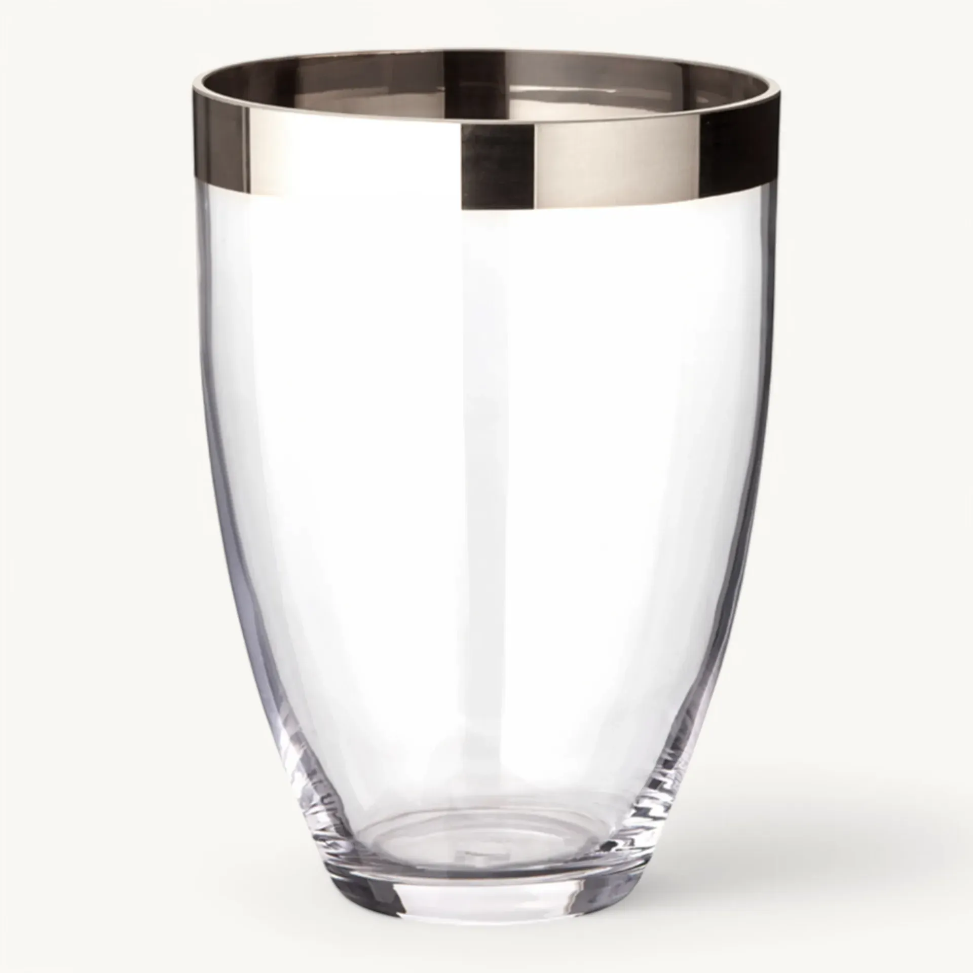 Vase Charlotte (Höhe 24 cm, Ø 19 cm), mundgeblasenes Kristallglas mit Platinrand